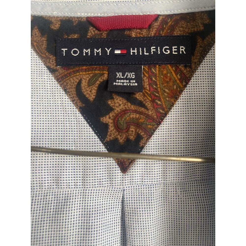 Tommy Hilfiger Men's Cotton Light Blue Check Long Sleeve Button-Up Shirt XL - Picture 5 of 6
